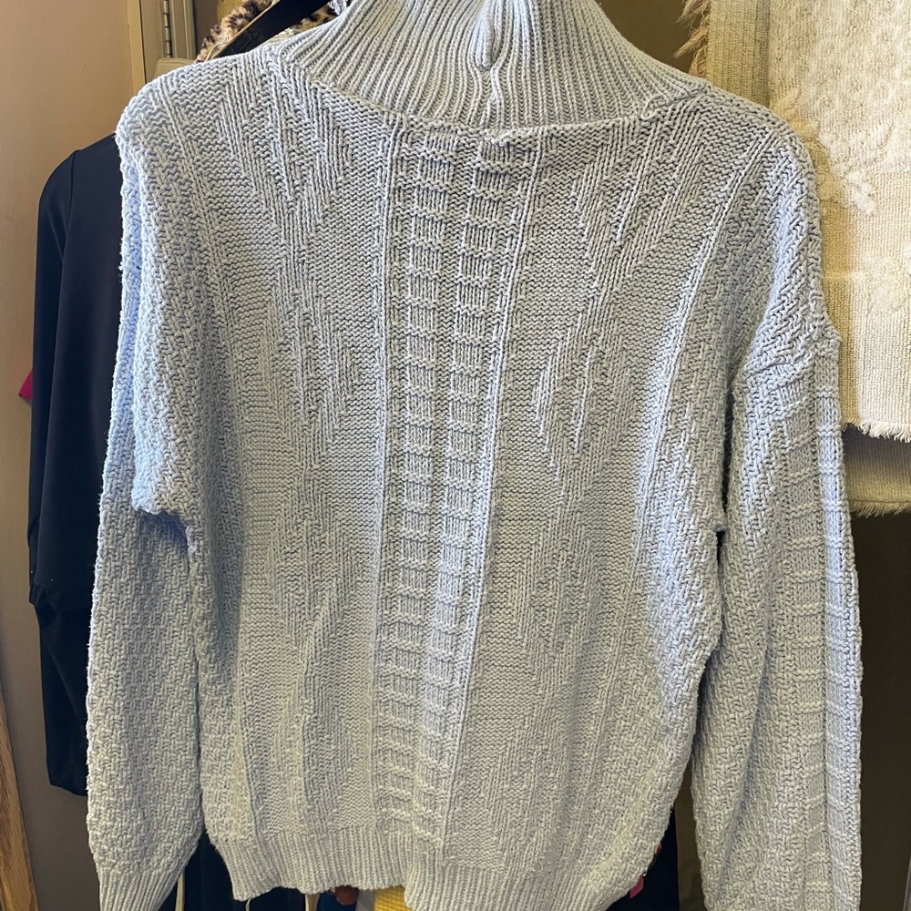 Baby Blue Cable Knit Turtleneck